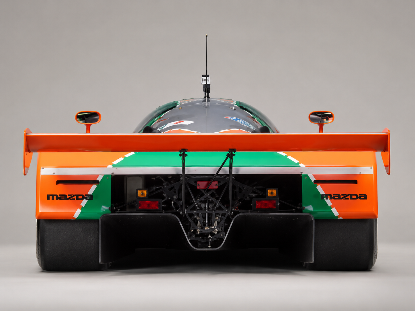 Rear view of Mazda 787B race car