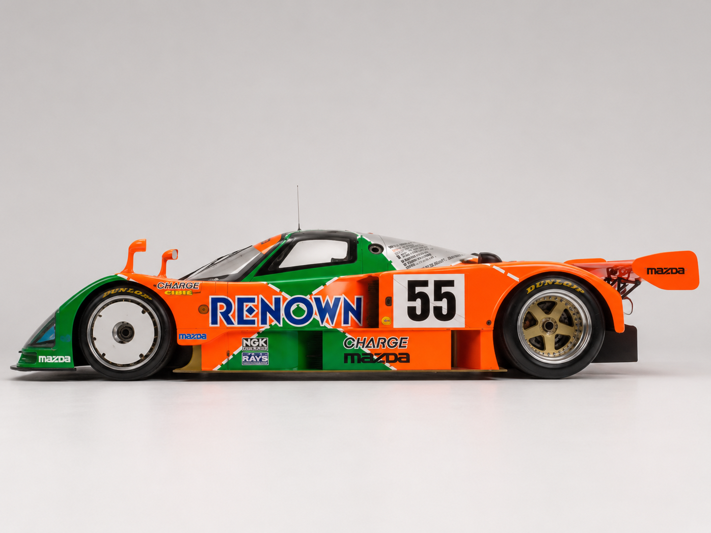 Rear view of Mazda 787B race car